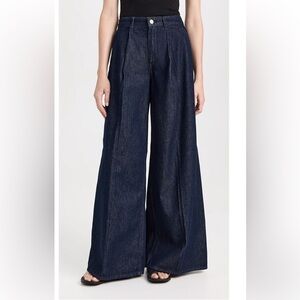 Theory pleated wide leg denim trouser Indigo Tall Size 28